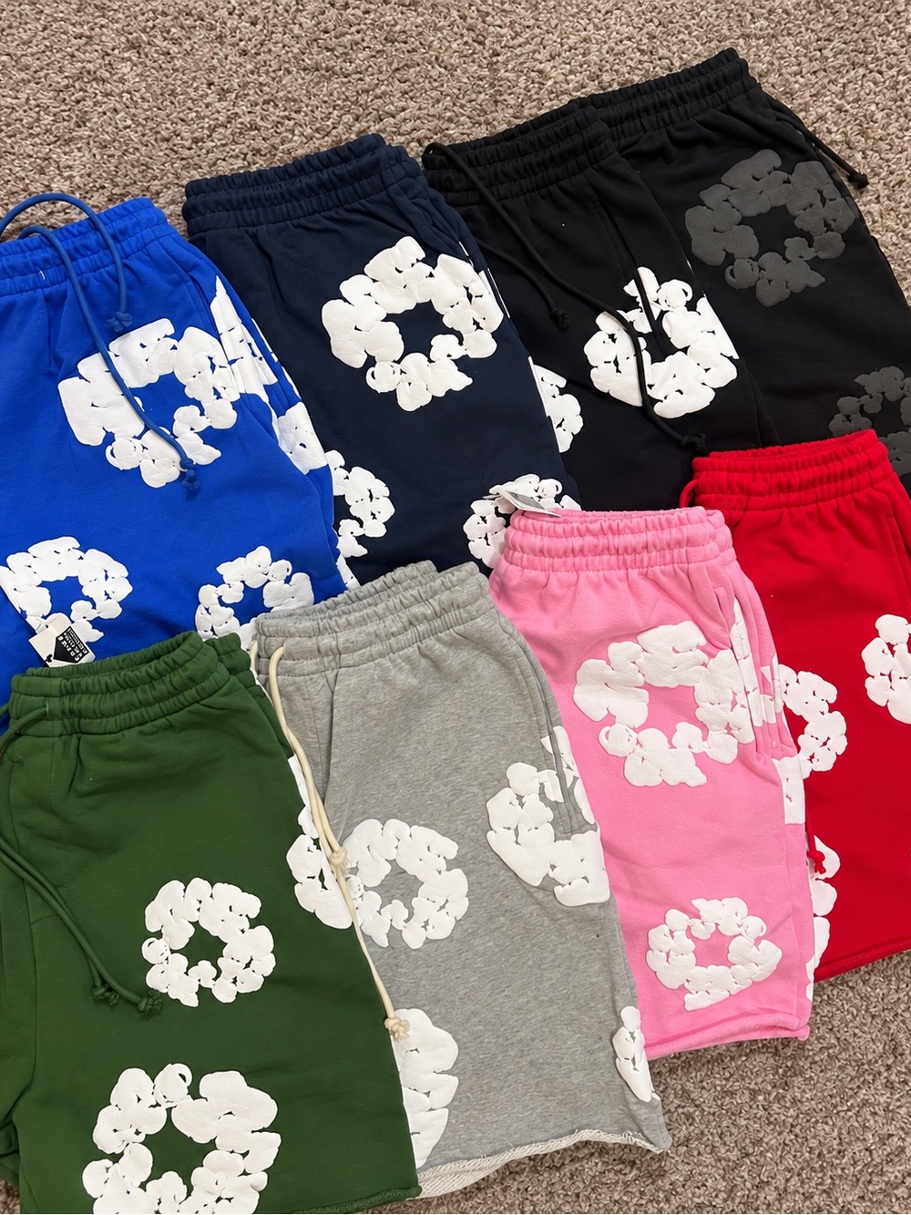 Men's Athletic Shorts with White Floral Rings - Multiple Colors